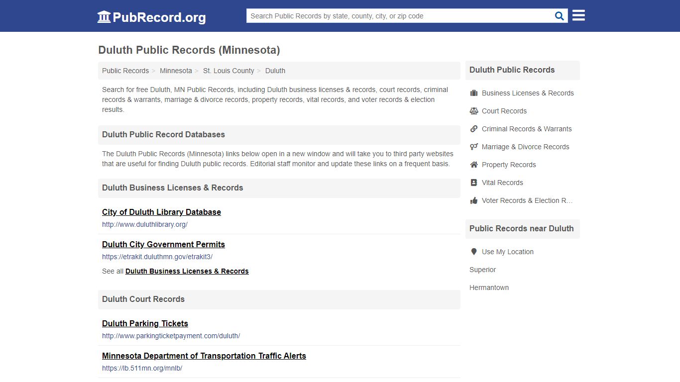 Free Duluth Public Records (Minnesota Public Records) - PubRecord.org